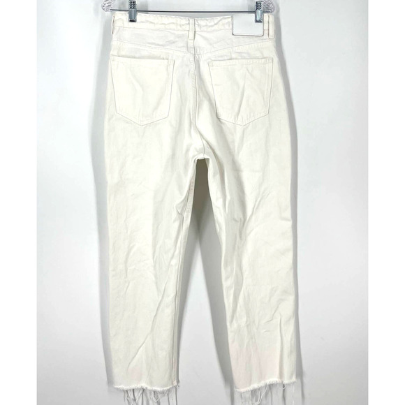 Zara Button Fly Jeans Straight Leg Jeans White Women's Size 10 - Picture 2 of 5